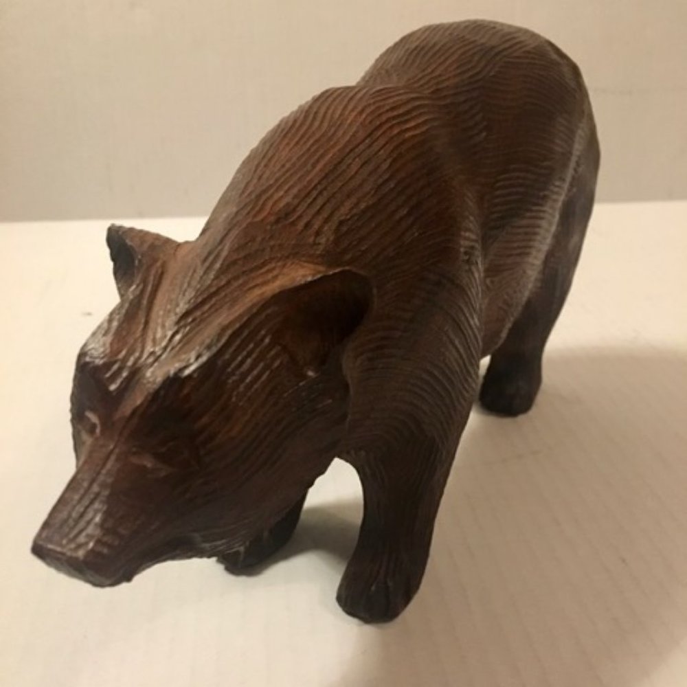 Large Brown Bear Figurine Realistic Wood Look Resin Heavy Rustic Cabin Decor